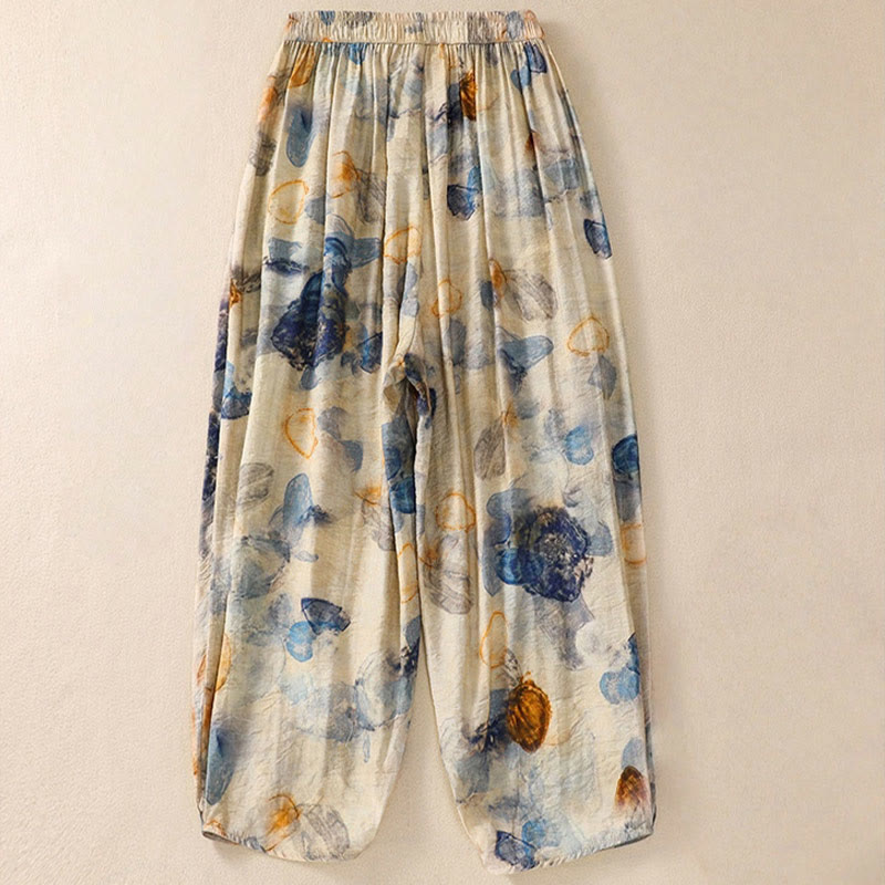 Buddha Stones Casual Flower Prints Design Women's Polyester 7-8 Length Pants With Pockets - image 10