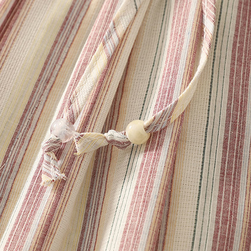 Buddha Stones Color Vertical Stripes Cotton Women's Wide Leg Pants With Pockets - image 7