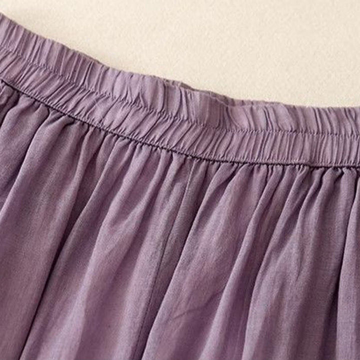 Buddha Stones Side Embroidery Design Cotton Women's 7-8 Length Wide Leg Pants With Pockets - image 5