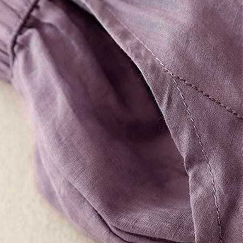 Buddha Stones Side Embroidery Design Cotton Women's 7-8 Length Wide Leg Pants With Pockets - image 4