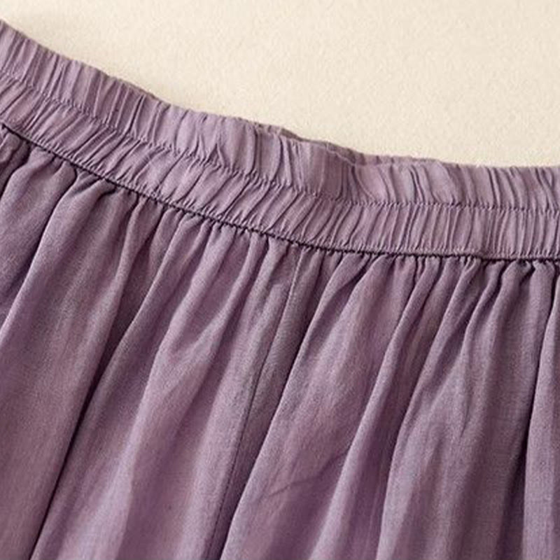 Buddha Stones Side Embroidery Design Cotton Women's 7-8 Length Wide Leg Pants With Pockets - image 3