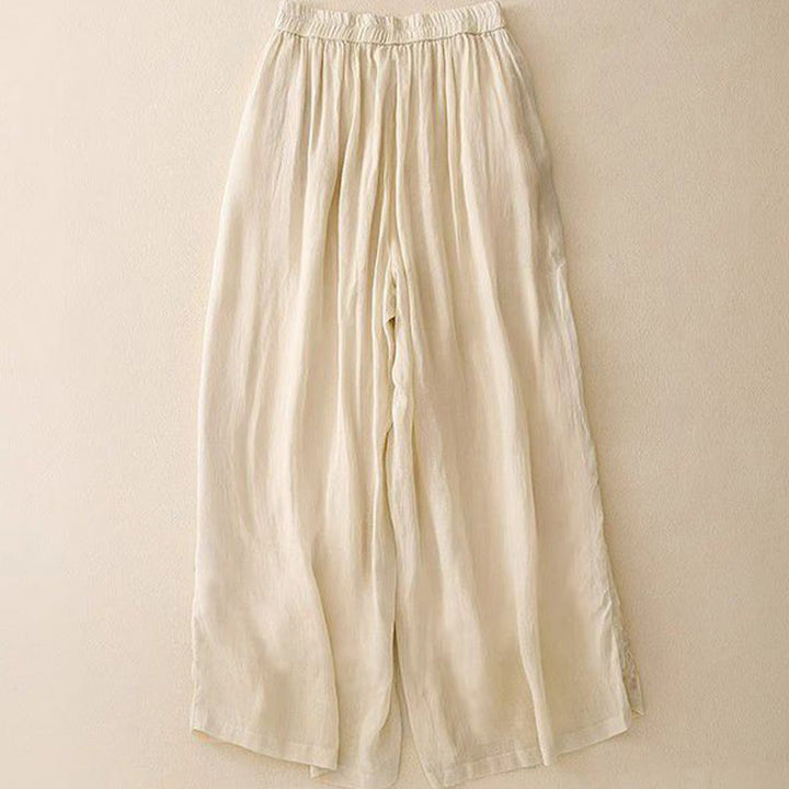 Buddha Stones Side Embroidery Design Cotton Women's 7-8 Length Wide Leg Pants With Pockets - image 7