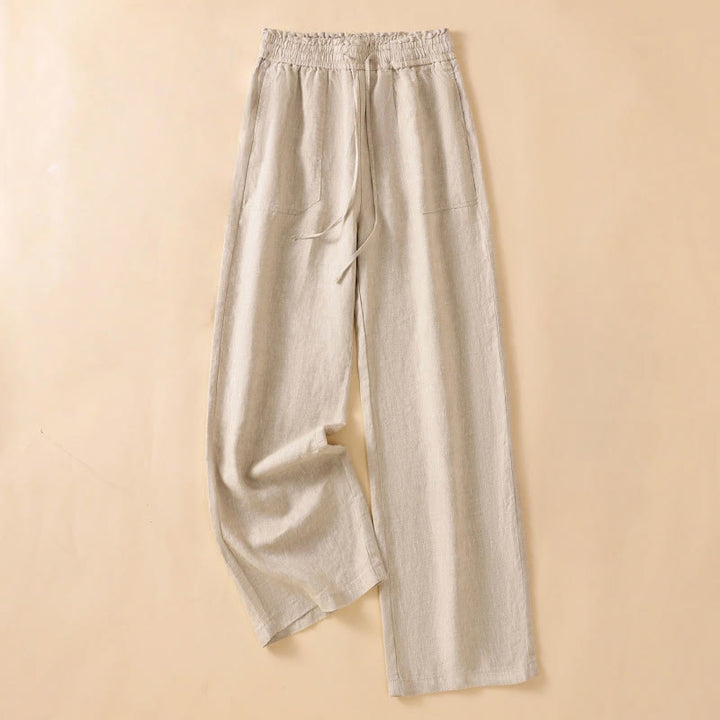 Buddha Stones Casual Straight Leg Design Cotton Women's 7-8 Length Wide Leg Pants With Pockets - Tan - US12，UK/AU16，EU44 (2XL) - image 1