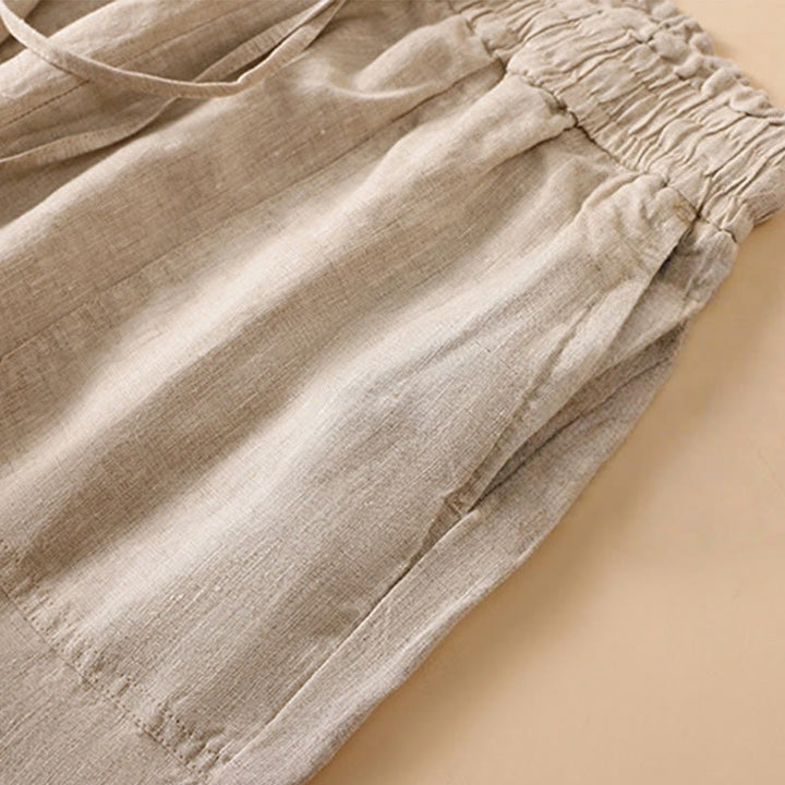 Buddha Stones Casual Straight Leg Design Cotton Women's 7-8 Length Wide Leg Pants With Pockets - image 5