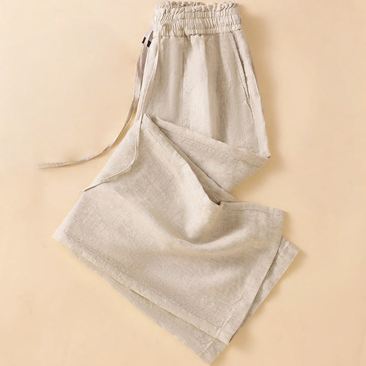 Buddha Stones Casual Straight Leg Design Cotton Women's 7-8 Length Wide Leg Pants With Pockets - image 3