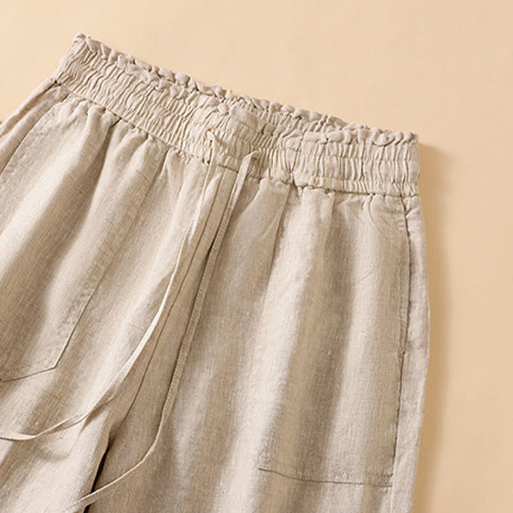 Buddha Stones Casual Straight Leg Design Cotton Women's 7-8 Length Wide Leg Pants With Pockets - image 6