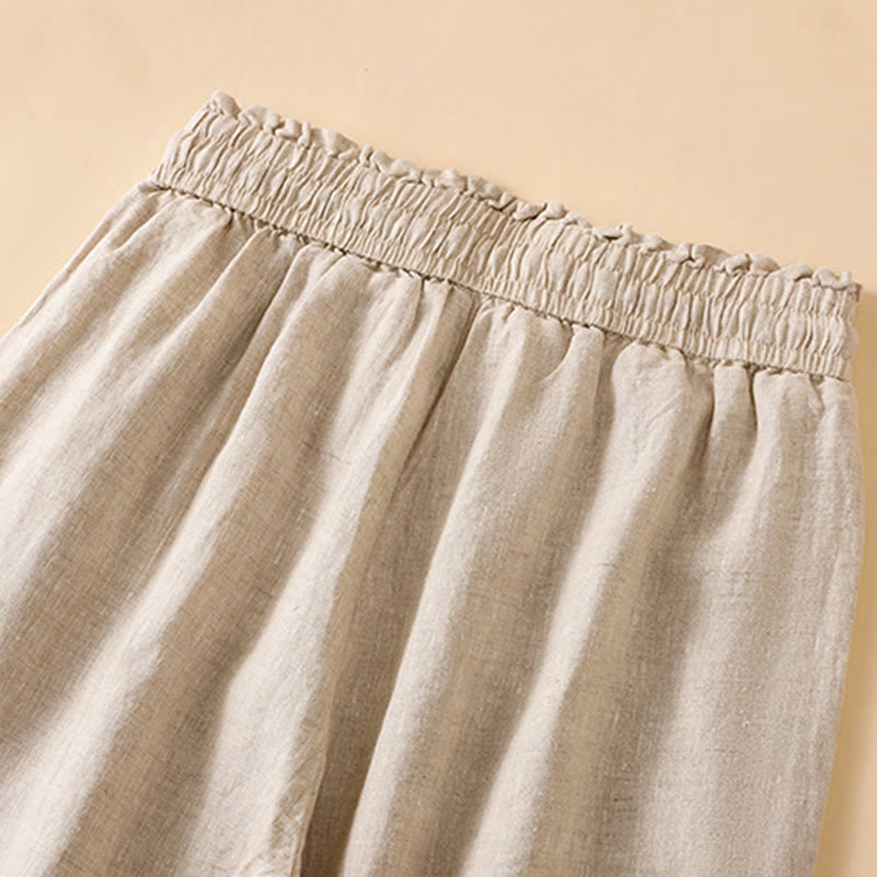 Buddha Stones Casual Straight Leg Design Cotton Women's 7-8 Length Wide Leg Pants With Pockets - image 3