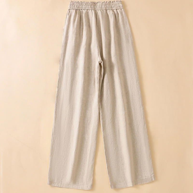 Buddha Stones Casual Straight Leg Design Cotton Women's 7-8 Length Wide Leg Pants With Pockets - image 2