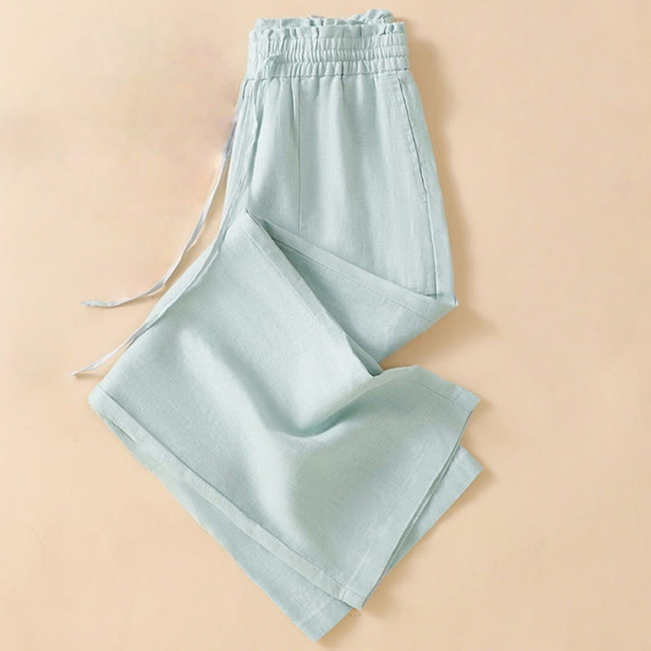 Buddha Stones Casual Straight Leg Design Cotton Women's 7-8 Length Wide Leg Pants With Pockets - image 10