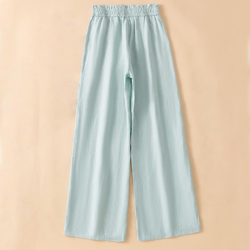 Buddha Stones Casual Straight Leg Design Cotton Women's 7-8 Length Wide Leg Pants With Pockets - image 9