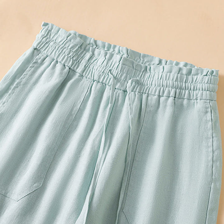 Buddha Stones Casual Straight Leg Design Cotton Women's 7-8 Length Wide Leg Pants With Pockets - image 14
