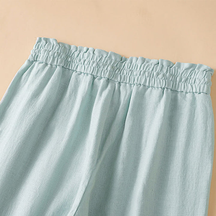 Buddha Stones Casual Straight Leg Design Cotton Women's 7-8 Length Wide Leg Pants With Pockets - image 13