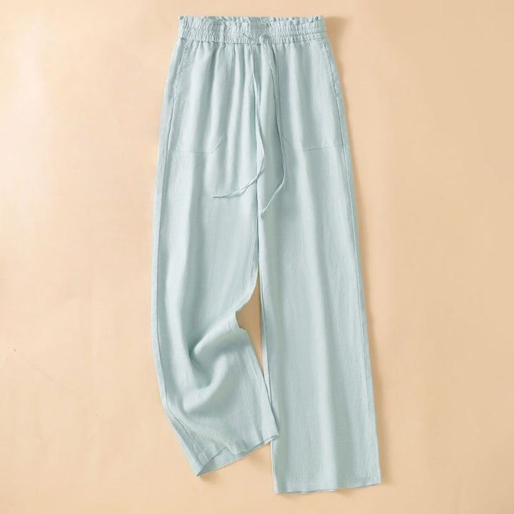 Buddha Stones Casual Straight Leg Design Cotton Women's 7-8 Length Wide Leg Pants With Pockets - PaleTurquoise - US12，UK/AU16，EU44 (2XL) - image 8