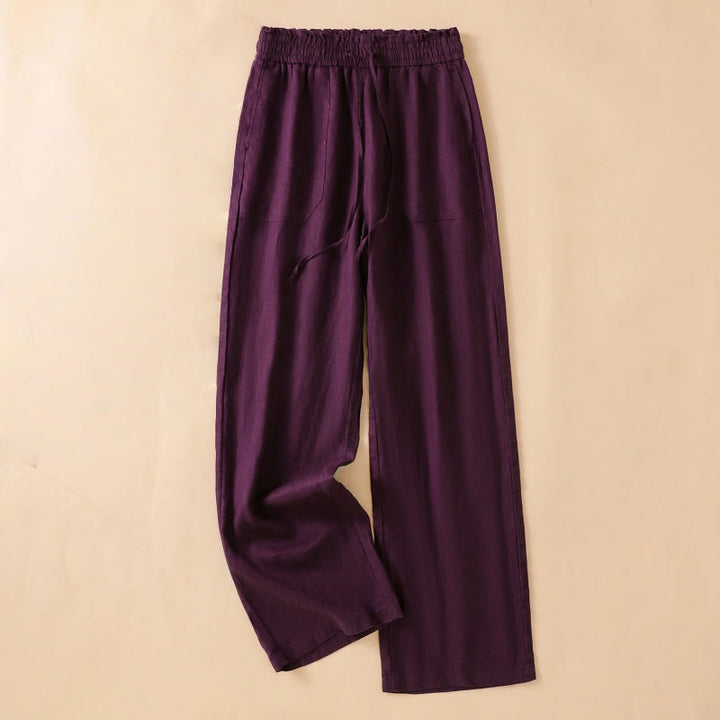 Buddha Stones Casual Straight Leg Design Cotton Women's 7-8 Length Wide Leg Pants With Pockets - Purple - US12，UK/AU16，EU44 (2XL) - image 15