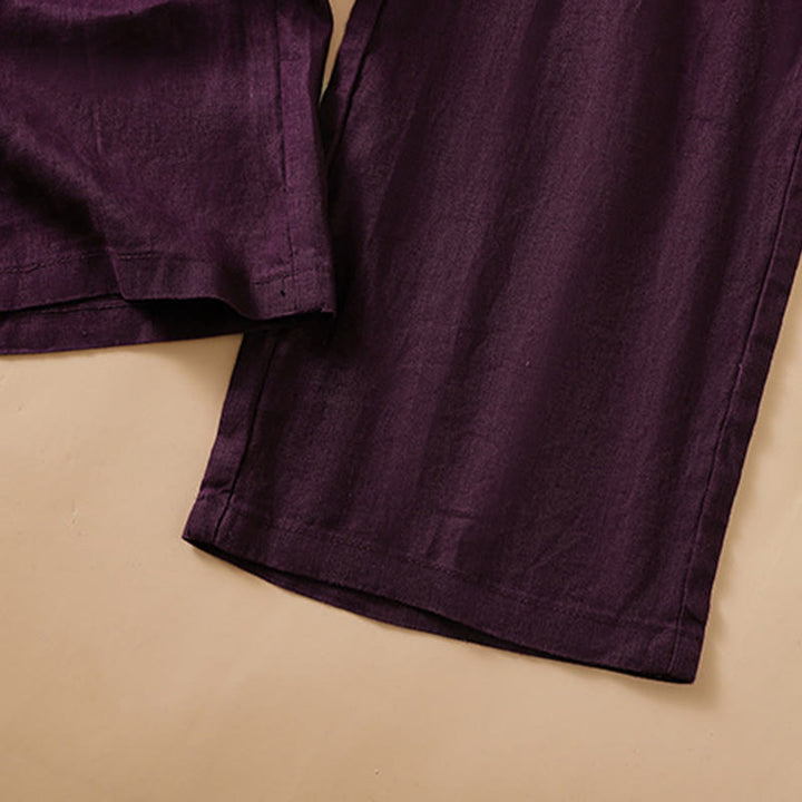 Buddha Stones Casual Straight Leg Design Cotton Women's 7-8 Length Wide Leg Pants With Pockets - image 18