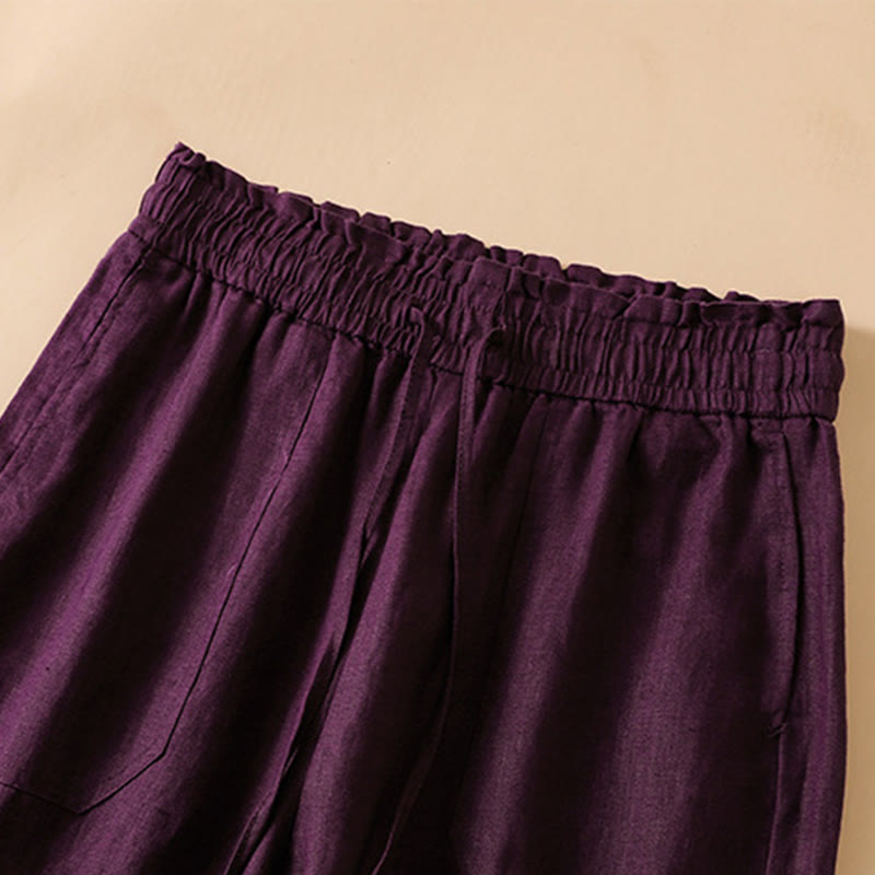 Buddha Stones Casual Straight Leg Design Cotton Women's 7-8 Length Wide Leg Pants With Pockets - image 20