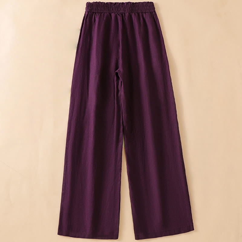 Buddha Stones Casual Straight Leg Design Cotton Women's 7-8 Length Wide Leg Pants With Pockets - image 16