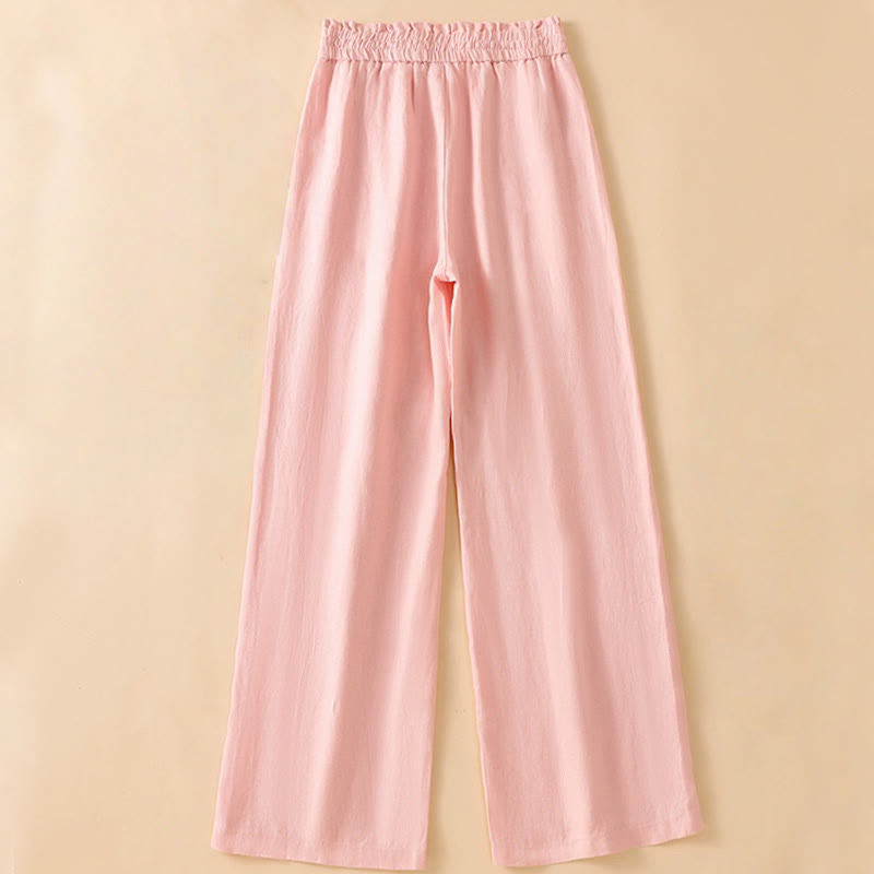Buddha Stones Casual Straight Leg Design Cotton Women's 7-8 Length Wide Leg Pants With Pockets - image 22