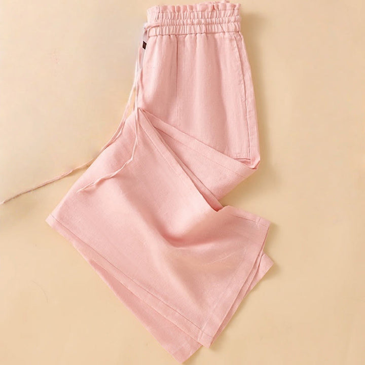 Buddha Stones Casual Straight Leg Design Cotton Women's 7-8 Length Wide Leg Pants With Pockets - image 23