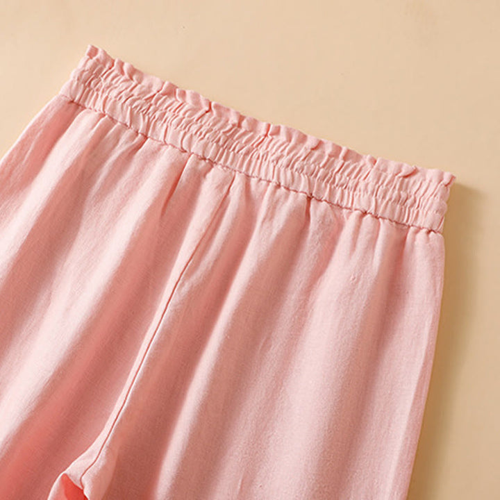 Buddha Stones Casual Straight Leg Design Cotton Women's 7-8 Length Wide Leg Pants With Pockets - image 24