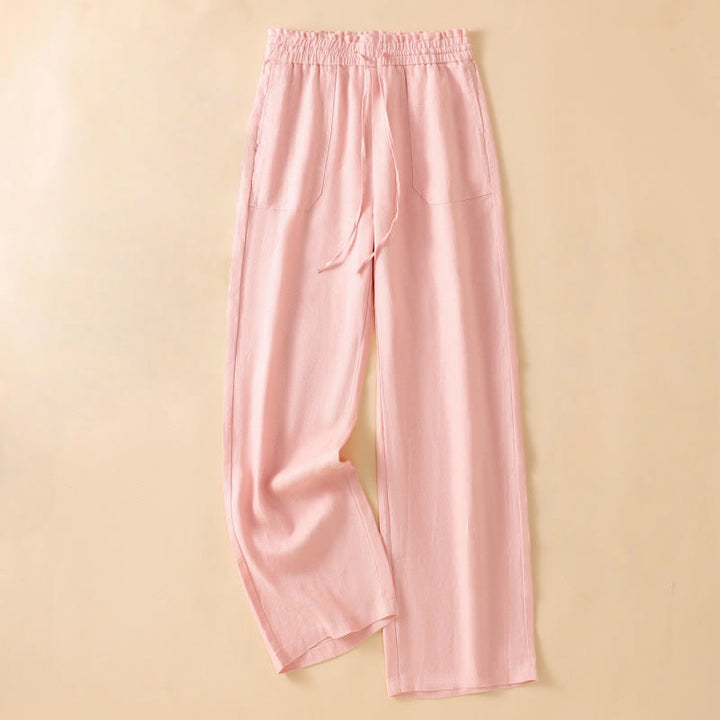 Buddha Stones Casual Straight Leg Design Cotton Women's 7-8 Length Wide Leg Pants With Pockets - Pink - US12，UK/AU16，EU44 (2XL) - image 21