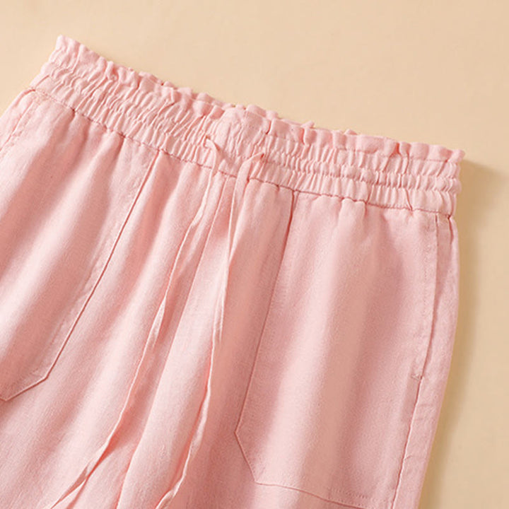 Buddha Stones Casual Straight Leg Design Cotton Women's 7-8 Length Wide Leg Pants With Pockets - image 26