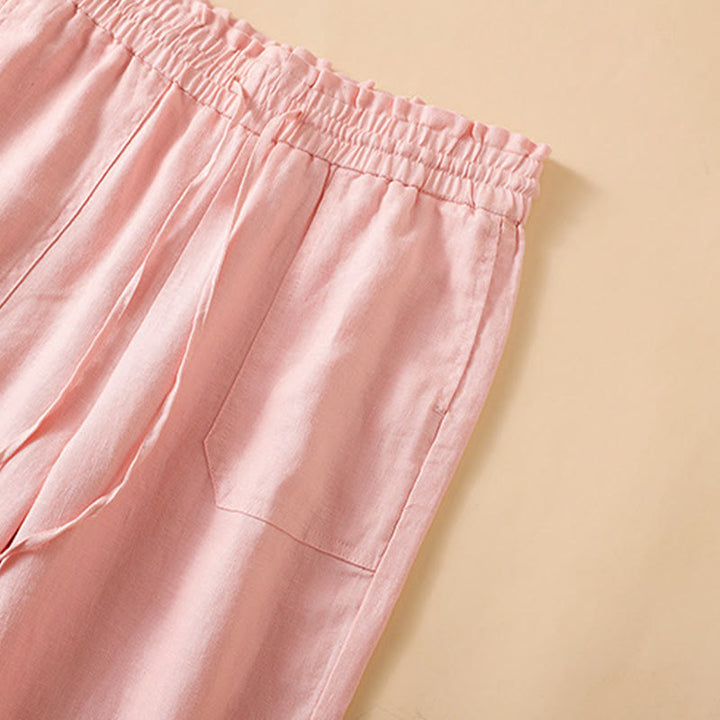 Buddha Stones Casual Straight Leg Design Cotton Women's 7-8 Length Wide Leg Pants With Pockets - image 25