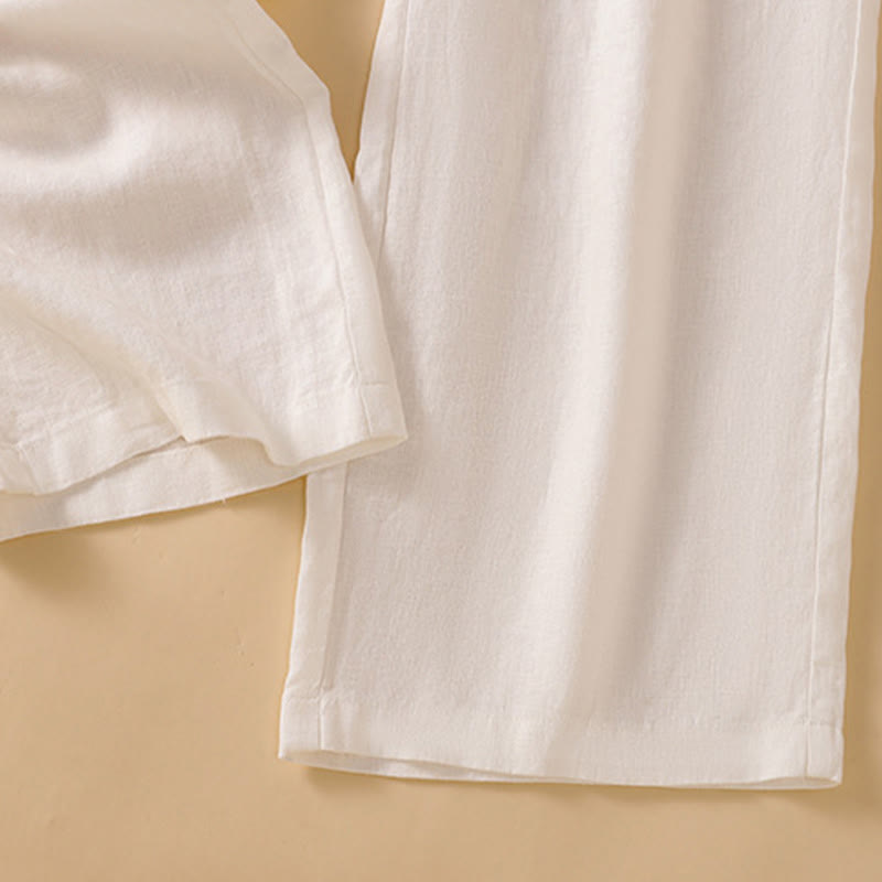 Buddha Stones Casual Straight Leg Design Cotton Women's 7-8 Length Wide Leg Pants With Pockets - image 32