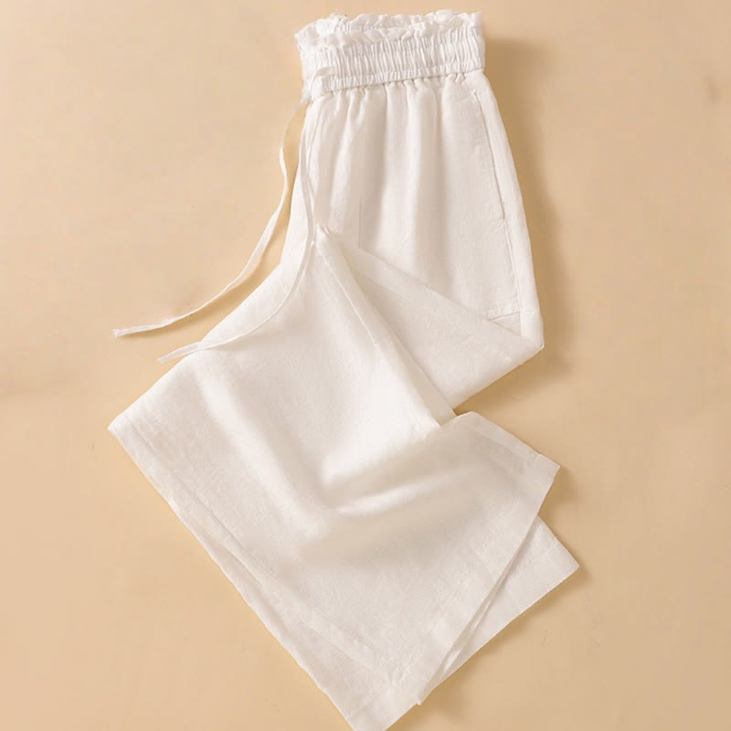 Buddha Stones Casual Straight Leg Design Cotton Women's 7-8 Length Wide Leg Pants With Pockets - image 30