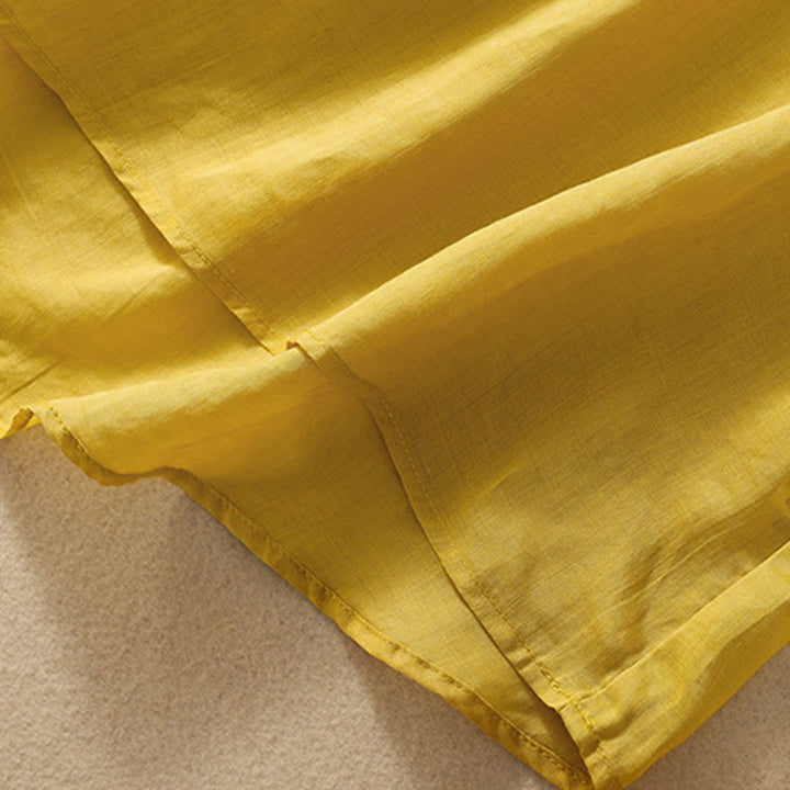 Buddha Stones Embroidery Leaves Women's Cotton Linen Half Sleeve T-shirt - image 10