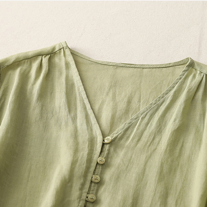 Buddha Stones Embroidery Button-down Women's Shirt - image 2