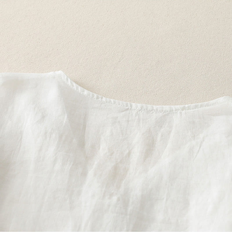 Buddha Stones Embroidery Button-down Women's Cotton Linen Shirt - image 14