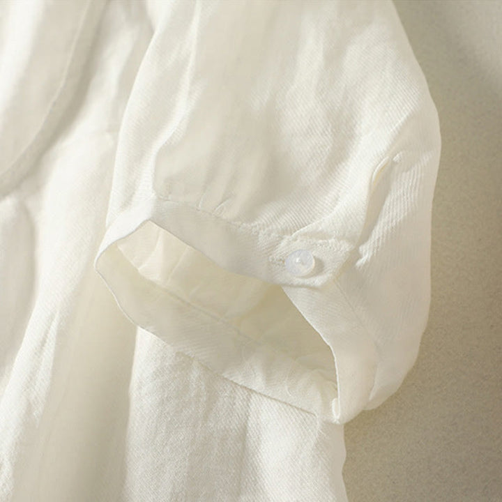 Buddha Stones Plain Single Breasted Women's Cotton Linen Shirt - image 12
