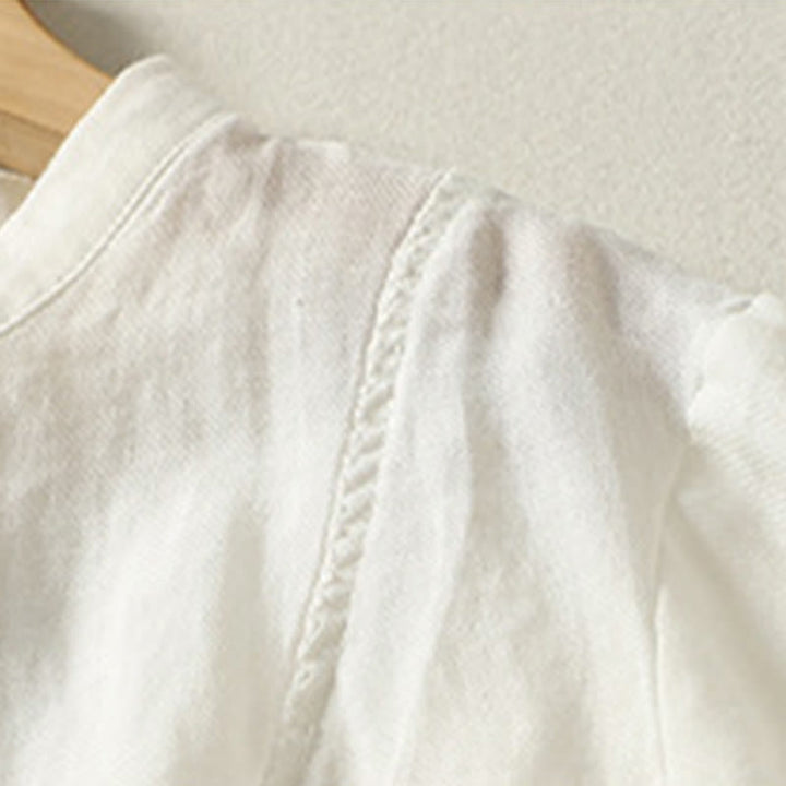 Buddha Stones Plain Single Breasted Women's Cotton Linen Shirt - image 15