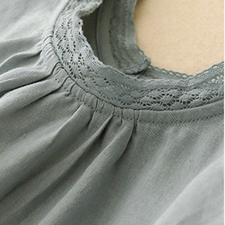 Buddha Stones Plain Lantern Sleeves Women's Cotton Shirt - image 8
