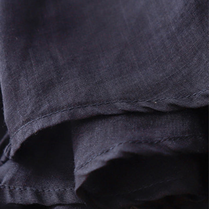 Buddha Stones Embroidery Crew Neck Pleats Women's Cotton Linen Half Sleeve T-shirt - image 13