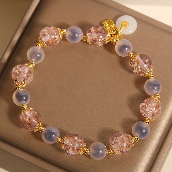 Buddha Stones Fu Character Peace Buckle Liuli Candy Agate Healing Bracelet - image 9