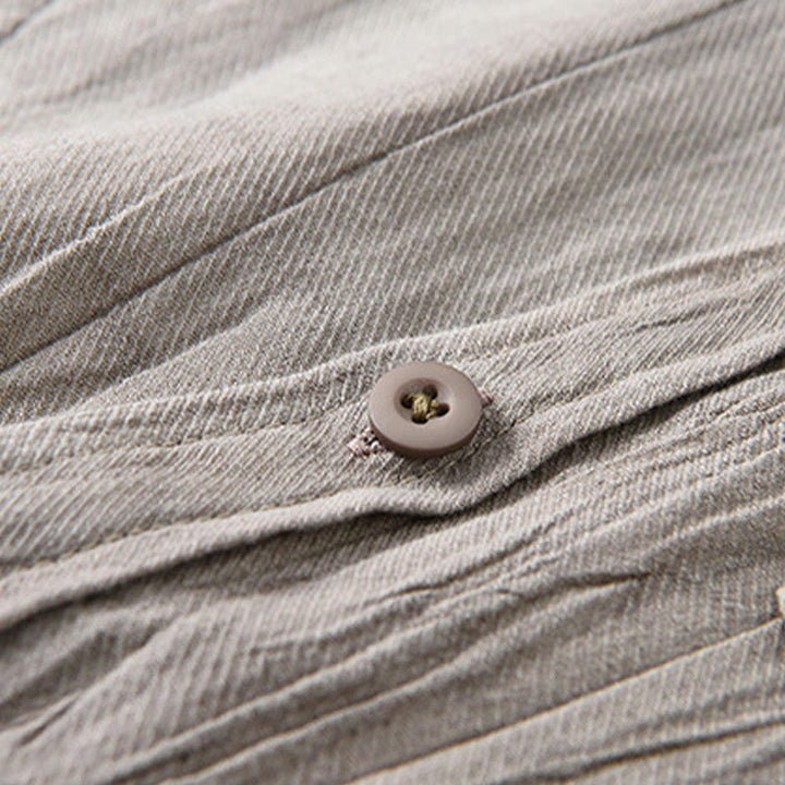 Buddha Stones Retro Pleats Buttons Men's Long Sleeve Ramie Linen Long Sleeve Shirt With Pockets - image 14