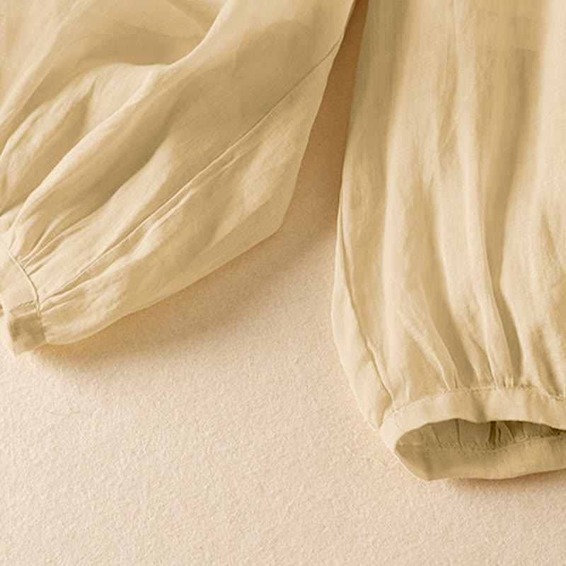 Buddha Stones Summer Plain Casual Cropped Pants Women's Double Layer Cotton Linen Harem Pants With Pockets - image 11