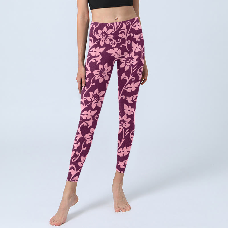 Buddha Stones Pink Sunflowers Print Gym Leggings Women's Yoga Pants - image 5