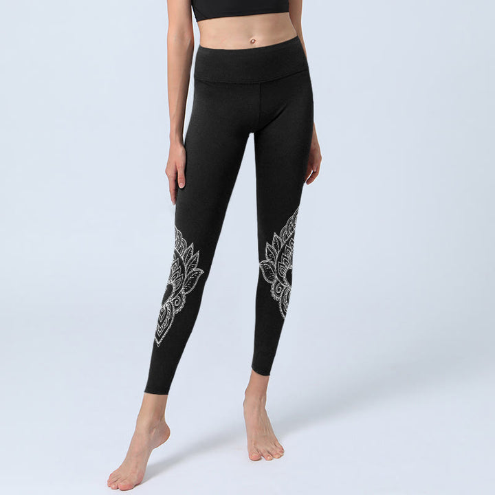Buddha Stones Heart-shaped Petals Flowers Print Gym Leggings Women's Yoga Pants - image 6
