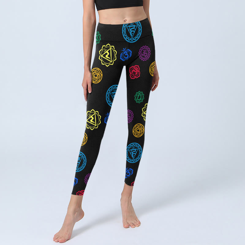 Buddha Stones Geometric OM Symbol Sanskrit Print Gym Leggings Women's Yoga Pants - image 5