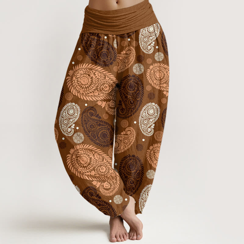 Buddha Stones Cashew Flower Leaf Vines Sunflowers Pattern Women's Elastic Waist Harem Pants - DarkGoldenrod - US22，UK/AU26，EU54 (6XL) - image 4