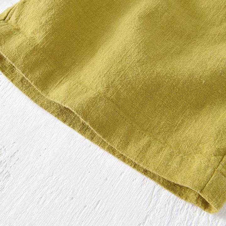 Buddha Stones Summer Solid Color Drawstring Elastic Waist Men's Ramie Linen Cotton Shorts With Pockets - image 15