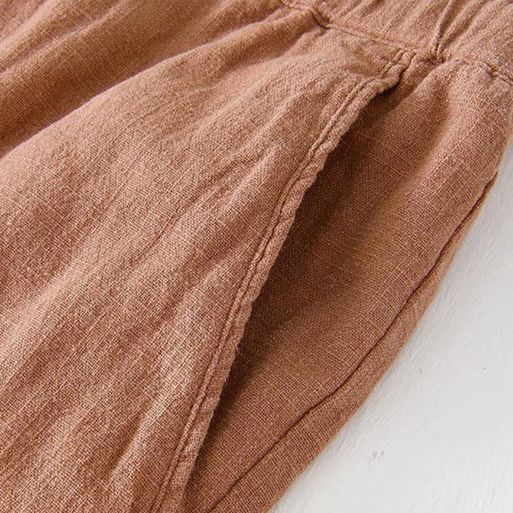 Buddha Stones Summer Solid Color Drawstring Elastic Waist Men's Ramie Linen Cotton Shorts With Pockets - image 36