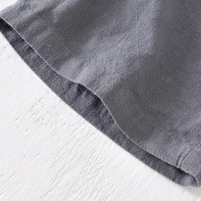 Buddha Stones Summer Solid Color Drawstring Elastic Waist Men's Cotton Linen Shorts With Pockets - image 20