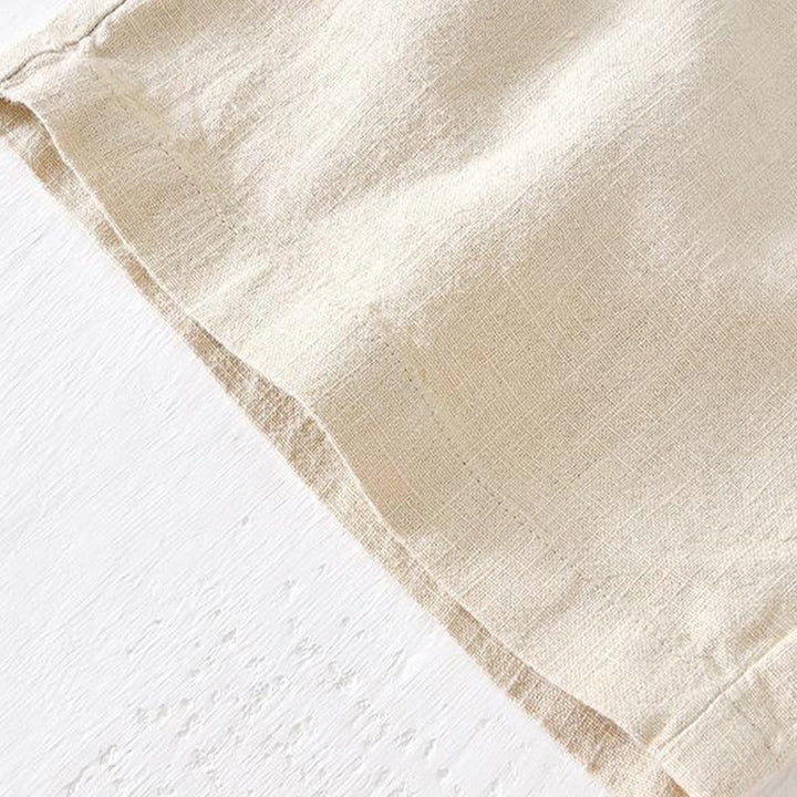 Buddha Stones Summer Solid Color Drawstring Elastic Waist Men's Ramie Linen Cotton Shorts With Pockets - image 4