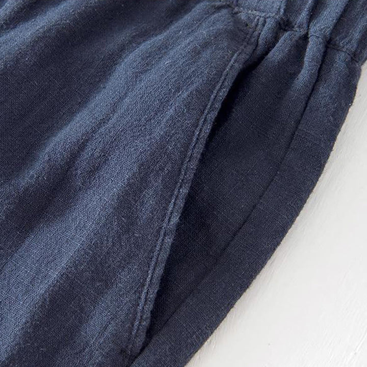 Buddha Stones Summer Solid Color Drawstring Elastic Waist Men's Ramie Linen Cotton Shorts With Pockets - image 30