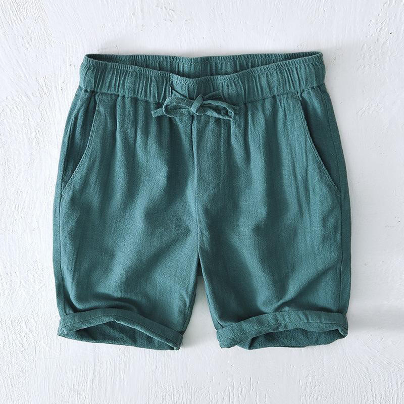 Buddha Stones Summer Solid Color Drawstring Elastic Waist Men's Ramie Linen Cotton Shorts With Pockets - Teal - US/UK/AU44，EU54 (4XL) - image 21