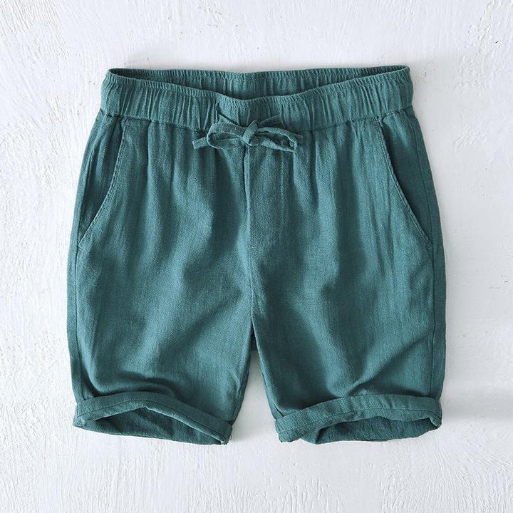 Buddha Stones Summer Solid Color Drawstring Elastic Waist Men's Ramie Linen Cotton Shorts With Pockets - Teal - US/UK/AU44，EU54 (4XL) - image 21